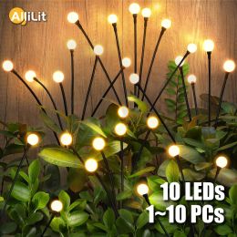 Decoraciones Allilit 1 ~ 10 PCS LED Solar Luces solar Firefly Lámpara Decoración de jardín IMPRINIOR DEL JARDÍN DEL JARDÍN DEL GARDÍA CASA Año Nuevo Navidad