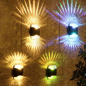 Décorations ALLILIT Lampe solaire à LED imperméable jardin extérieur jardin d'éclairage ambiant d'éclairage vers le haut des lumières nocturnes changent la couleur de la cour