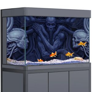 Décorations fond d'aquarium 3D Alien mépris jeu vidéo HD impression papier peint Aquarium Reptile Habitat fond décorations