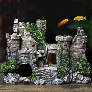 Decoraties Aquarium Decoratie Ornament Vintage Grote Hars Achtergrond Voor Aquarium Aquarium Accessoires Live Fish Hide House