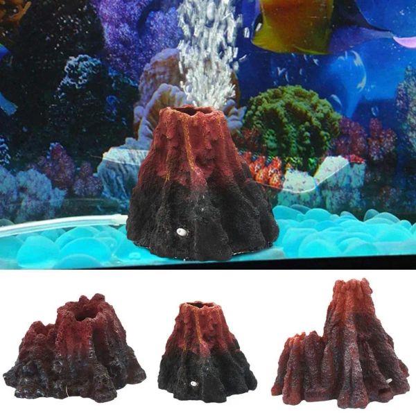 Décorations Aquarium Volcan Ornement Oxygénation Outils Fish Tank Décoration Lava Mountain Rockery Stone Décor pour Reptile Box Aménagement paysager