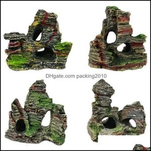 Decoraties Aquaria Vis Pet Leveringen Home Garden Tank Landsca Sier Rockery Simation Resin Aquarium Decoratie Drop levering 2021