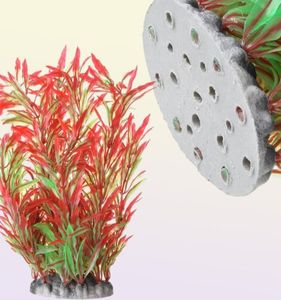 Decoraciones Plantas acuáticas altas de plástico artificial y base de cerámica para decorar el acuario 1 pieza Realistic1927710