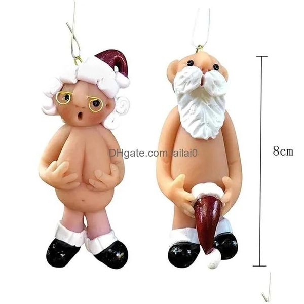 Décorations décorations de Noël 24pcs drôles nus santa claus suspendus suspension malefemale arbre 2022 ans de résine de résine