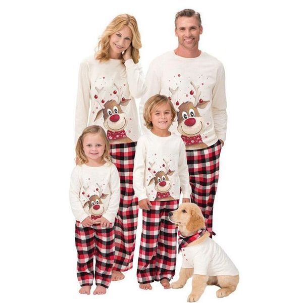 Décorations Ensemble pyjama de Noël imprimé cerf, accessoires pour adultes, femmes et enfants, vêtements Family268k