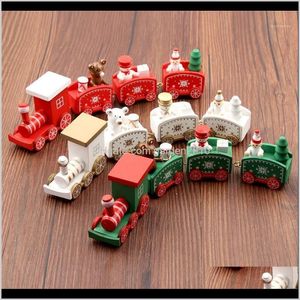 Decoraties Christmas Hout Trein Sneeuwvlok Geschilderd Decoratie Ornament voor Thuis Garden Santa / Bear Xmas Toys Gift Navidad Year Gift1 IB WGIP7