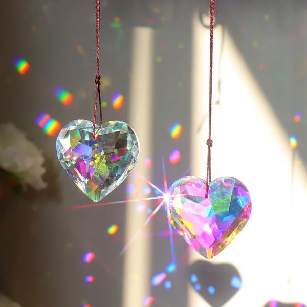 Décorations Crystal Suncatcher Rainbow Prism Pendant Light Moon Catcher Witchy Decor Heart Crystal Window Hanging Garden Home Decoration