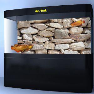 Decoraciones Póster de fondo de acuario de tamaño personalizado con piedra de roca autoadhesiva Etiqueta de fondo decorativa de tanque de peces de PVC de alto brillo