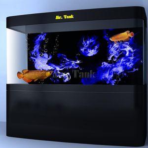 Décorations Taille personnalisée Affiche de fond d'aquarium avec dragon de fumée auto-adhésif double face PVC océan aquarium décor mural paysage