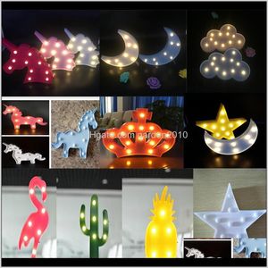 Decoraties Leuke Kinderen Tafellamp Kerst LED-verlichting Flamingo Hart Pijnboomvorm Startnacht Lichtkamer Decoratie Lampen Modellering RX RW3IL