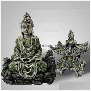 Décorations Décor Ancien Bouddha Phare Statue pour Fish Tank Ornement Aquarium Accessoires Y200922 Drop Livraison Maison Jardin Pet Dhnxq