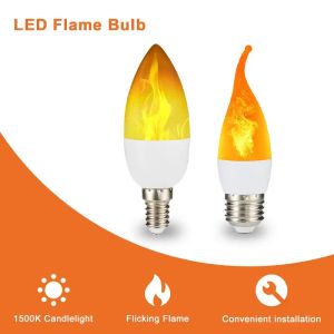 Décorations E14 / E27 LED Flame ampoule 4 modes Party LED Flame Effet Light Simulation Lights Fire Bulbe Garden Decor Lampe clignotante