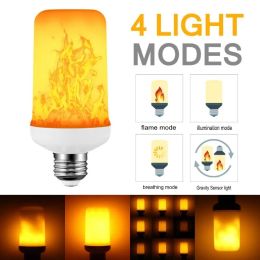 Décorations E27 LED Flame Bulbes 4 modes Party LED Flame Effect Light Simulation Lights Fire Bulbe KTV Festival Garden Decor Light