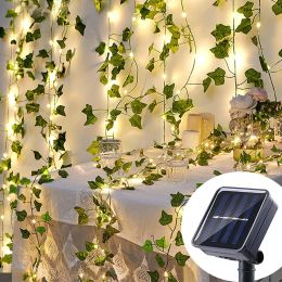 Décorations Fairy Lights Ivy String 10m 100 led LED Solar Vine Vine Maple Feuille étanche Garland Garland Solar Lamp Christmas For Garden Decoration