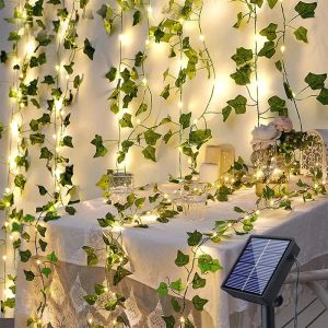 Décorations Fairy Lights Solar Light Maple Feuille étanche Garlande extérieure 10m / 5m / 2m lampe solaire de Noël Jardin de mariage Décoration de la fête de mariage