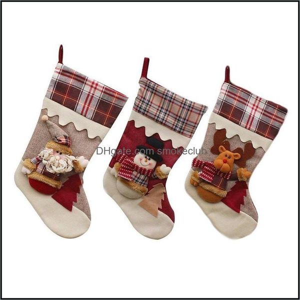 Décorations Festive Jardin 1Pcs Père Noël Chaussettes Sacs-cadeaux de Candy Christmas pour la maison Décoration d'arbre de Noël Suspending Ornement Festival PAR