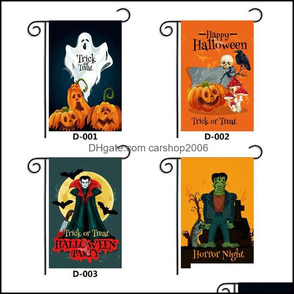 Decoraciones Suministros festivos para fiestas Hogar 30 * 45 cm Halloween Navidad Tela Oxford Banner Calabaza Skl Santa Claus Impreso Bandera de jardín Outdoo