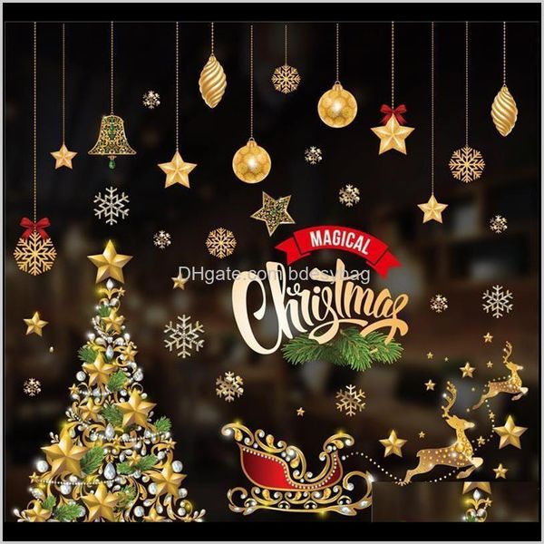 Décorations Festive Party Supplies Home Garden Fashion Christmas STATIC STATICE VERRE TRATSELESS VERRE SNOW FLAKE PISTE ANNÉE AMPOSPHERE DÉCoration D