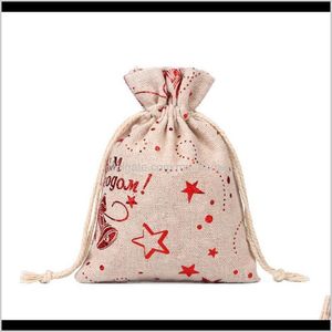 Decoraties Feestelijke Feestartikelen Home GardenTockings Houders Christmas Pattern Candy 1-24 Advent Kalender Bundel Cotton Linnen Gift Bag A