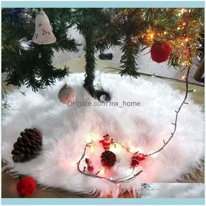 Decoraties Feestelijke Feestartikelen Home Gardenwhite Decor Stof Ronde Plaid Kerstboom Rok Decoratie Xmas Floor Rug Mat ER 90cm Dr.