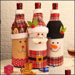 Decoraties Feestelijke Benodigdheden Huis Tuin Kerst Tafel Decoratie Diner Party Rode Wijn Santa Claus Bag Sets Jaar Xmas Bottle ER DBC DRO