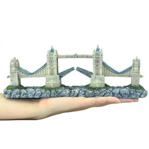 Decoraties Fish Tank Aquarium Accessories Resin Tower Bridge Suspension Bridge Aquarium Landschapsarchitectuur Fish Tank Decoration Craft Pet Supplies