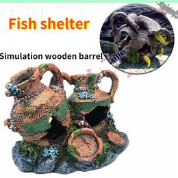 Décorations Aquarium aménagement paysager grotte poissons et crevettes abri caché simulation maison fond pour Aquarium château décoration accessoires