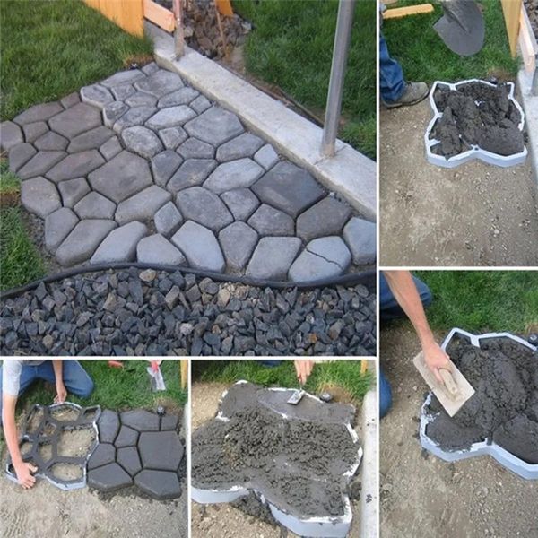 Decoraciones Decoraciones de jardín 35X35X36CM Molde para hacer caminos DIY Molde de pavimentación de pisos de plástico Moldes de hormigón para ladrillos de cemento Decoración de caminos de piedra para el hogar