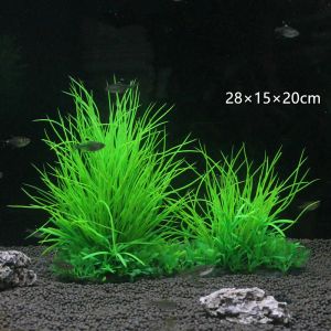Décorations plantes d'aquarium artificielles vertes, pelouse en plastique, ornement d'aquarium, décor de paysage d'aquarium