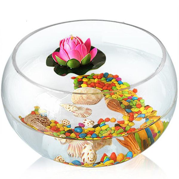 Décorations HONGYI cylindre rond réservoir de poisson rouge rond créativité écologique poisson en verre grande tortue vase hydroponique 230915