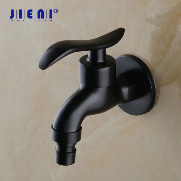 Décorations Jieni Matte Black Salle de bain / Jardin Tap Wash Robinet Hine Moup de paroi noir Faucets d'évier de lavabo