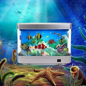 Decorations Led Fish Tank Lamp Landscape Living Room Decoration Imitation Aquarium Underwater World With Switch Seven Color 230505