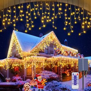 Decoraties LED Solar Icicle String Lights Waterdichte kerstdecoratie Gordijn Lichten voor slaapkamer Patio Yard Garden Wedding Party