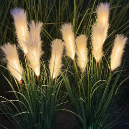 Decoraciones LED Lights Solar Garden Reed Fuera impermeable al aire libre Fibra óptica Lámparas de paisaje de láminas simuladas para la decoración del patio del patio