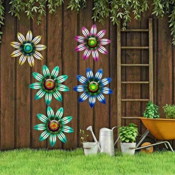 Décorations décoration murale de fleur en métal art suspendu décoration de jardin maison jardin jardin décoration extérieure (4 couleurs en option)