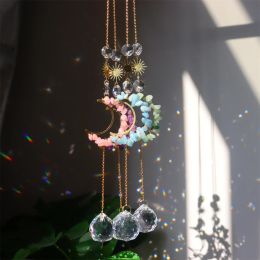 Décorations Moon Suncatchers Amethyst Crystal Ball Catcher Dream Reind Chimes Rainbow Maker Prisms for Indoor Window Car Charm Garden Decor