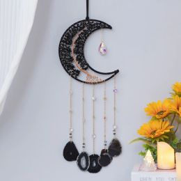 Décorations Natural Agate Moon Dream Catcher 7 Chakra Gems Handmade Dream Catchers Garden salon Crystal Agate Mur suspendu décorations