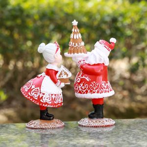Décorations jardin extérieur Noël bel couple tenant des boîtes-cadeaux et des décorations de résine à gâteau