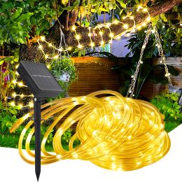 Décorations LED extérieure à tube solaire corde féerie étanche décoration de Noël étanche à la joie de jardin pour balcon de jardin de clôture de jardin