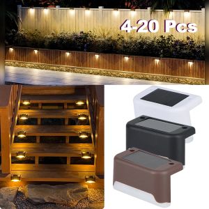 Decoraties Buiten Trap Solar Licht Waterdichte Tuin Stap LED LAMP PATHWAY YARD Patio Balkon Decor Lawn Lighting Wit warm licht