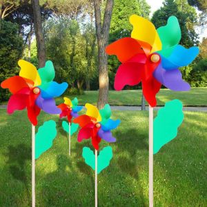 Décorations Party Yard Wood Stick Ornements de jardin Décor de vent Spinner Windmill Kids Toy