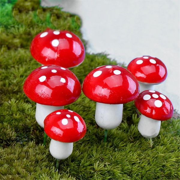Décorations pièces mini-champignons miniatures artificiels jardin artificiel bonsaï plante en pot résine décoration pour la maison bricolage micro paysage