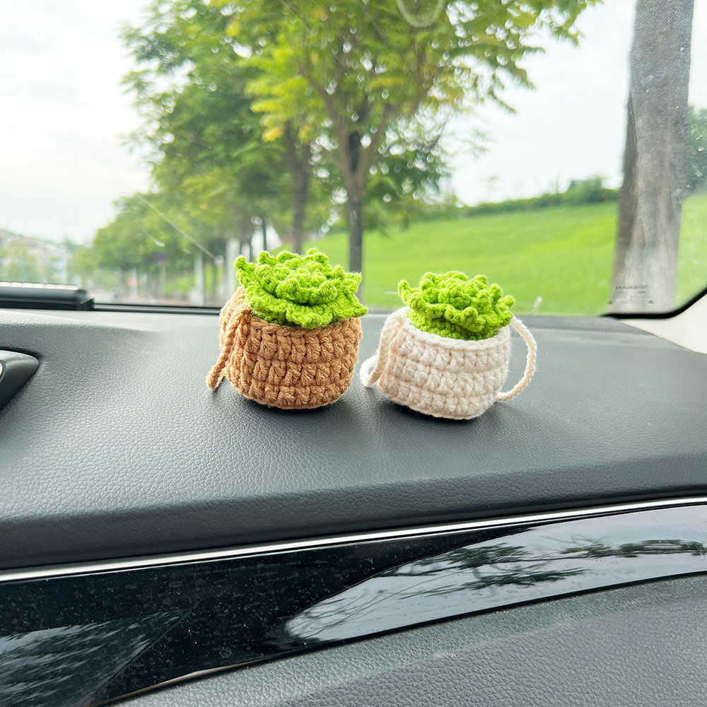 Décorations plante plantes Crochet succulente voiture suspendu plante intérieur rétroviseur décor pour femmes AA230407