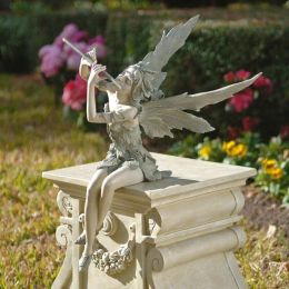 Decoraciones tocando la estatua de hada de flauta decoración de esculturas de jardín de ángel jardín de jardín al aire libre patio de resina artesanía
