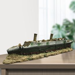 Decoraties Hars Aquarium Titanic Shipwreck Aquarium Fish Tank Titanic Shipwreck Boot Schip Ornament Landschap Decoraties 38x6x9cm 230620