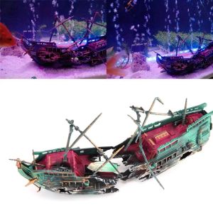 Décorations Résine Plastique Split Naufrage Paysage Accessoires Flottants Épave Bateau Décorations Artisanat Arts DIY Léger pour Fish Tank Aquarium