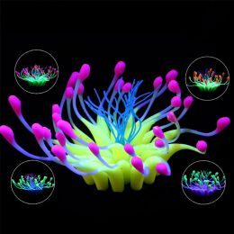 Décorations Silicone artificiel corail aquarium décoration aquarium fleur de corail plante ornement brillant dans la lumière