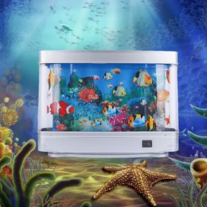 Small Decorative Desktop Aquarium Lamp with Sea View Simulation - Ornamental Fish Tank Night Light for Home Decoration