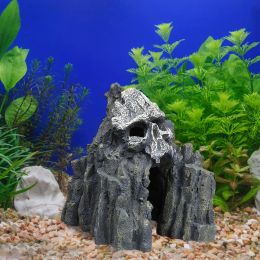 Décorations crâne montagne décor roche grotte résine fournitures rocaille ornement pour la décoration d'aquarium