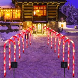 Décorations Solar Christmas Candy Cane Lights Outdoor Emperpoor Christmas Day Day Pathway Marker Candy Candy Garden Passage Decoration